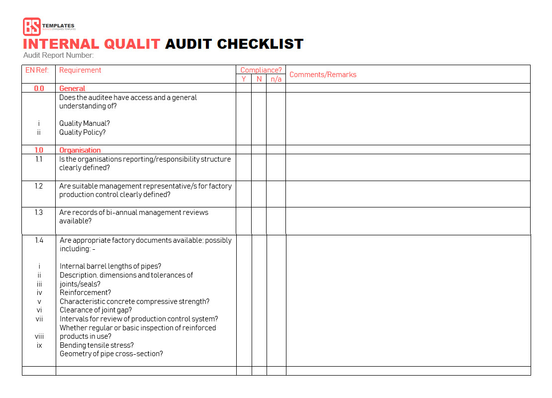 Internal Audit Checklist Template Excel 15 Internal Audit Checklist Templates Samples Examples