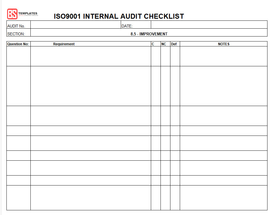 Internal Audit Checklist Template Excel 15 Internal Audit Checklist Templates Samples Examples