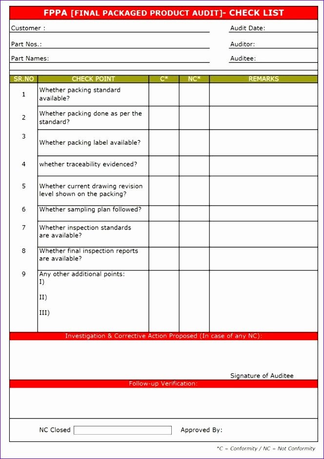Internal Audit Checklist Template Excel 6 Audit Checklist Template Excel Exceltemplates