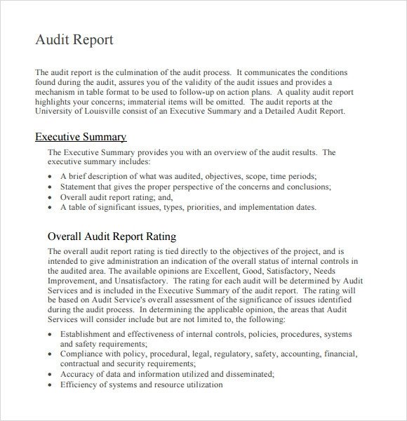 Internal Audit Report Samples Sample Audit Report 16 Documents In Pdf Word
