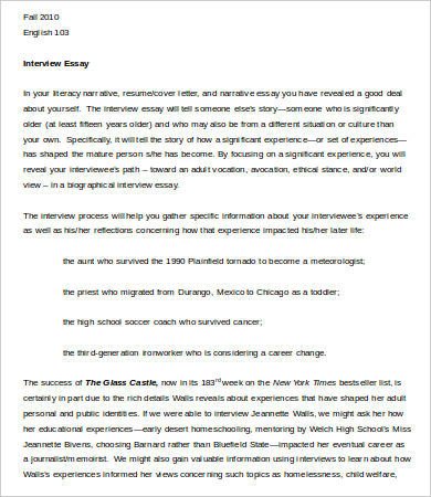 Interview Essay Examples Free 7 Interview Essay Templates Pdf Doc