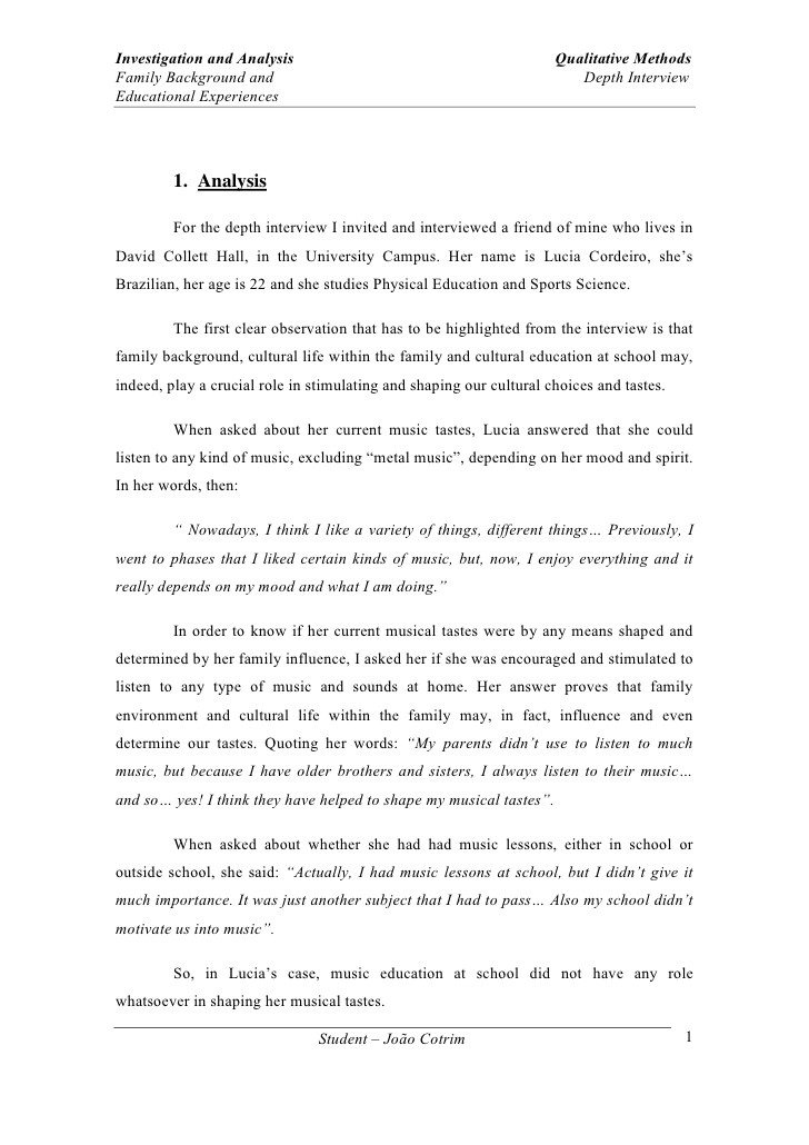 Interview Essay Examples Free Depth Interview Essay