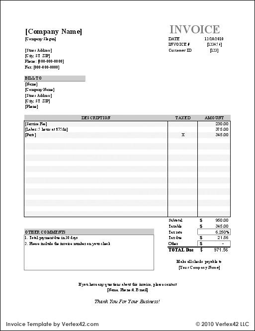 Invoice Template for Excel Free Invoice Template for Excel