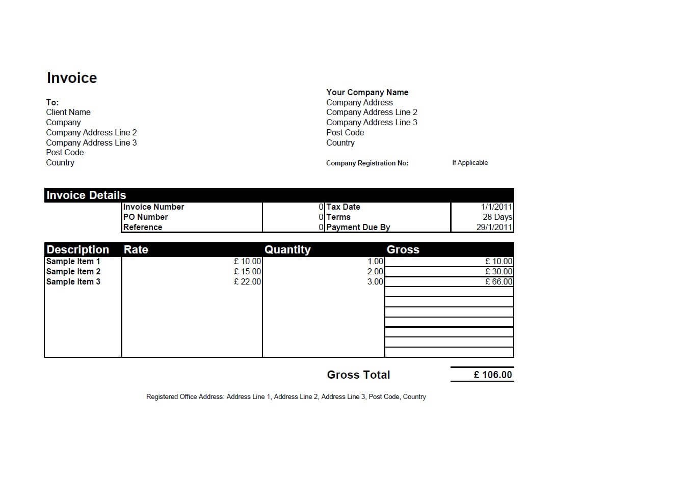 Invoice Template for Excel Free Invoice Templates for Word Excel Open Fice