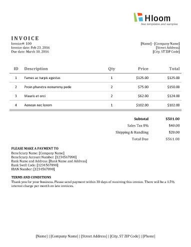 Invoice Template for Word 19 Blank Invoice Templates [microsoft Word]