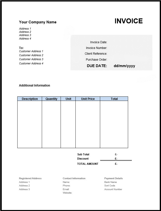 Invoice Template for Word Free Invoice Template Uk Use Line or Download Excel &amp; Word