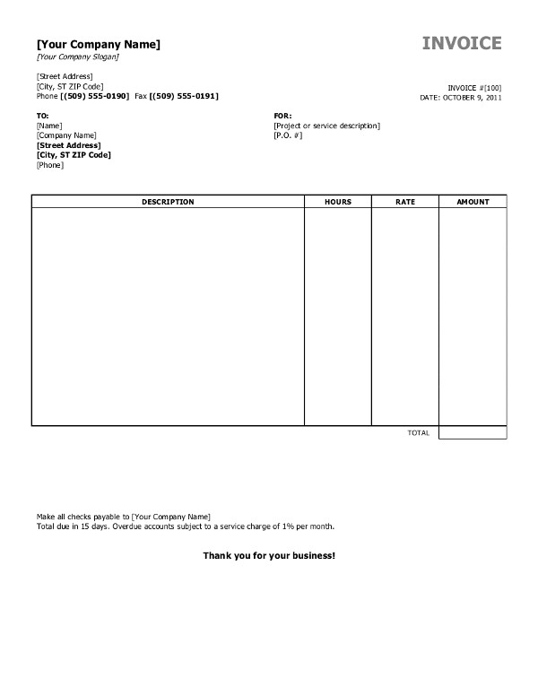 Invoice Template for Word Free Invoice Templates for Word Excel Open Fice