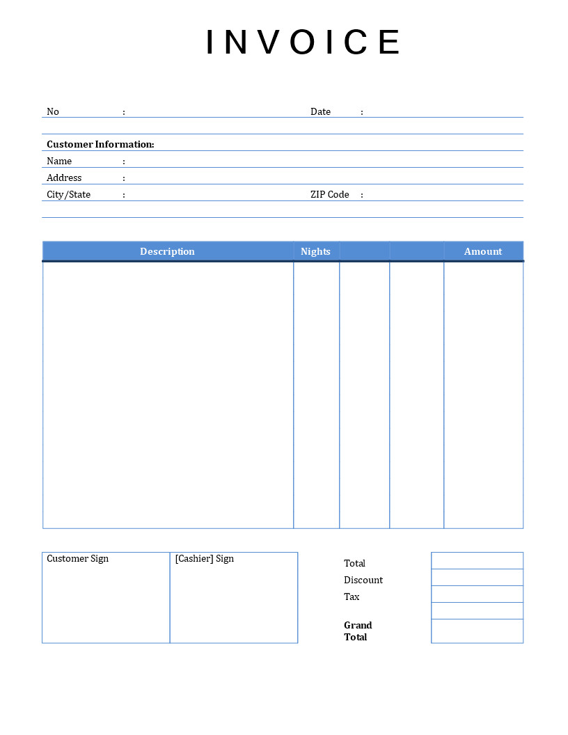 Invoice Template for Word Rent Invoice Template Word