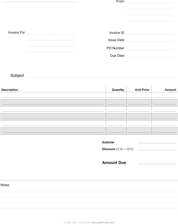 Invoice Template Microsoft Word Free Blank Invoice Template for Excel Excel Template