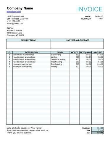 Invoice Template Pdf Fillable Free Fillable Invoice form