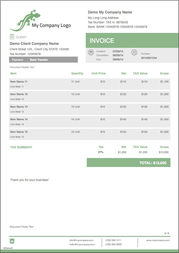 Invoice Templates for Macs Billsonar Invoice