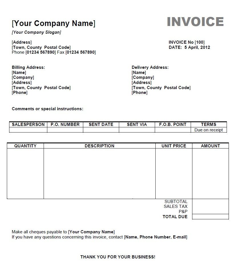 Invoice Templates for Macs Word Invoice Template Mac