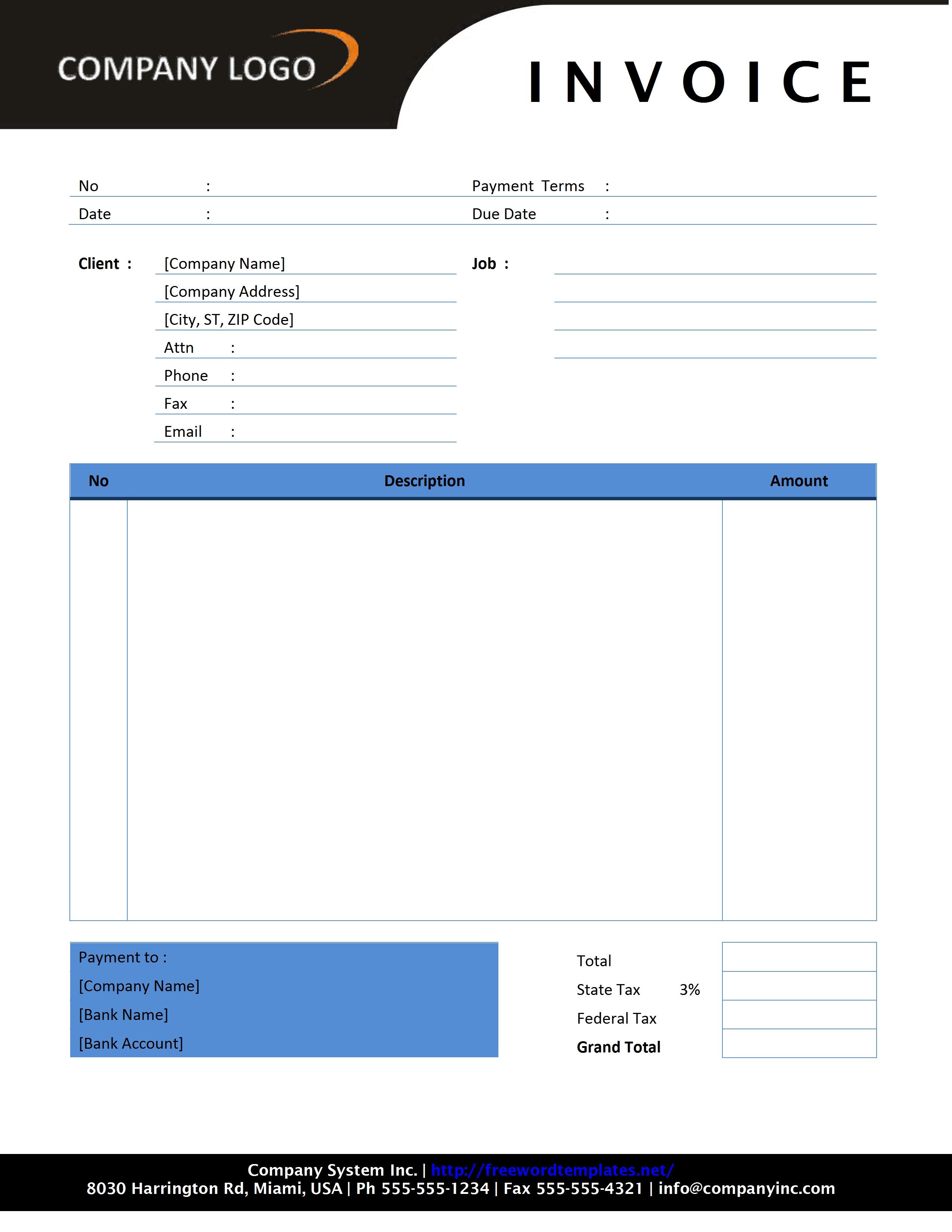 Invoice Templates for Ms Word Contractor Invoice Template