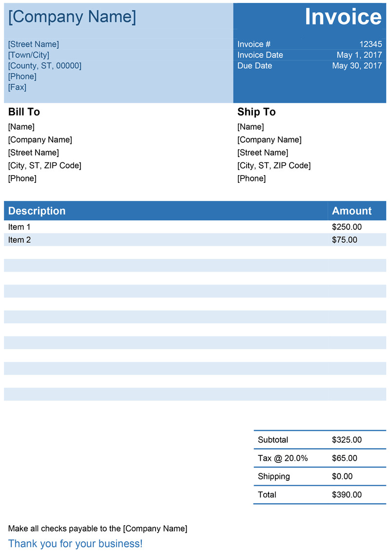 Invoice Templates for Ms Word Invoice Template for Word Free Simple Invoice