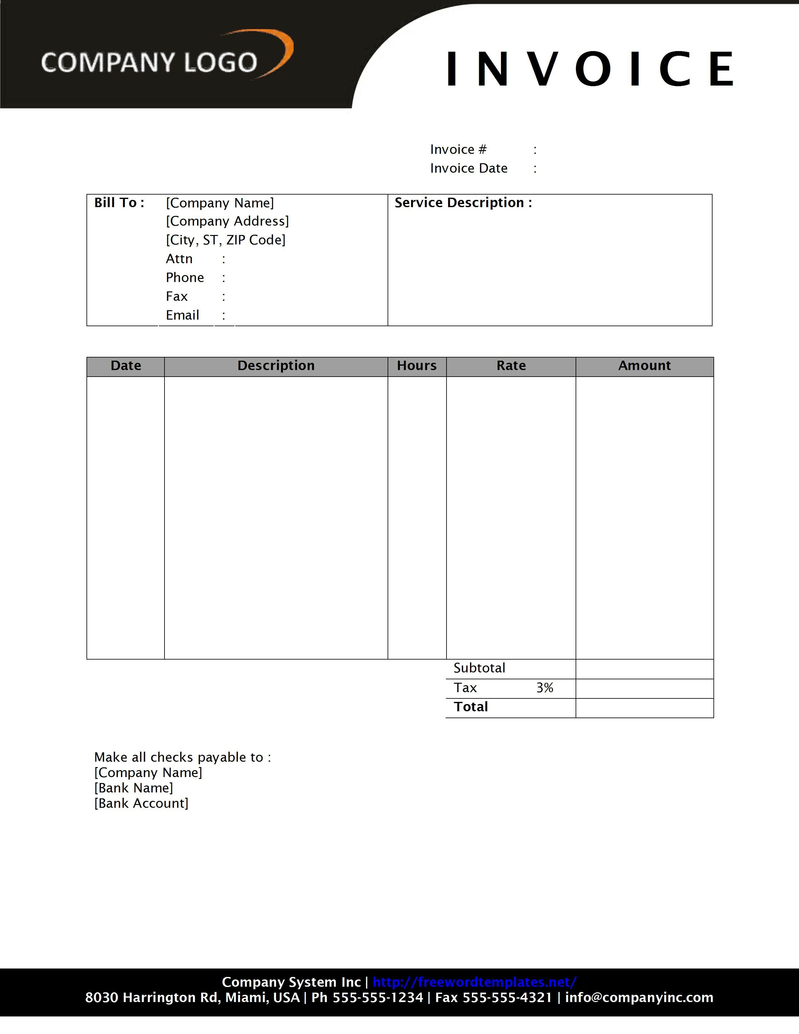 Invoice Templates for Ms Word Invoice Template Word 2010