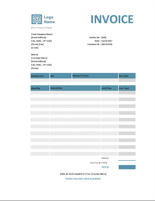 Invoice Templates for Ms Word Invoices Fice