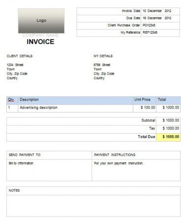 Invoice Templates for Ms Word Simple Invoice Template for Microsoft Word