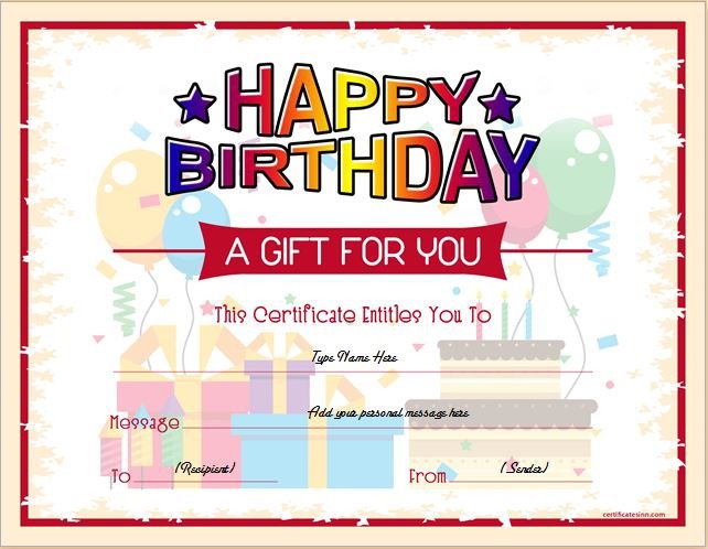 Iou Birthday Certificate Birthday Gift Certificate Sample Templates for Word