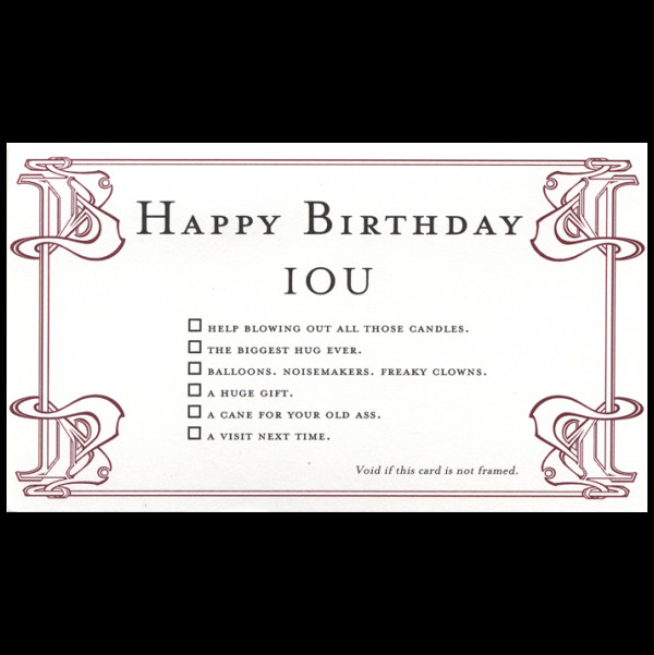 Iou Birthday Certificate Quiplip Happy Birthday Greeting Card From the Iou Collection