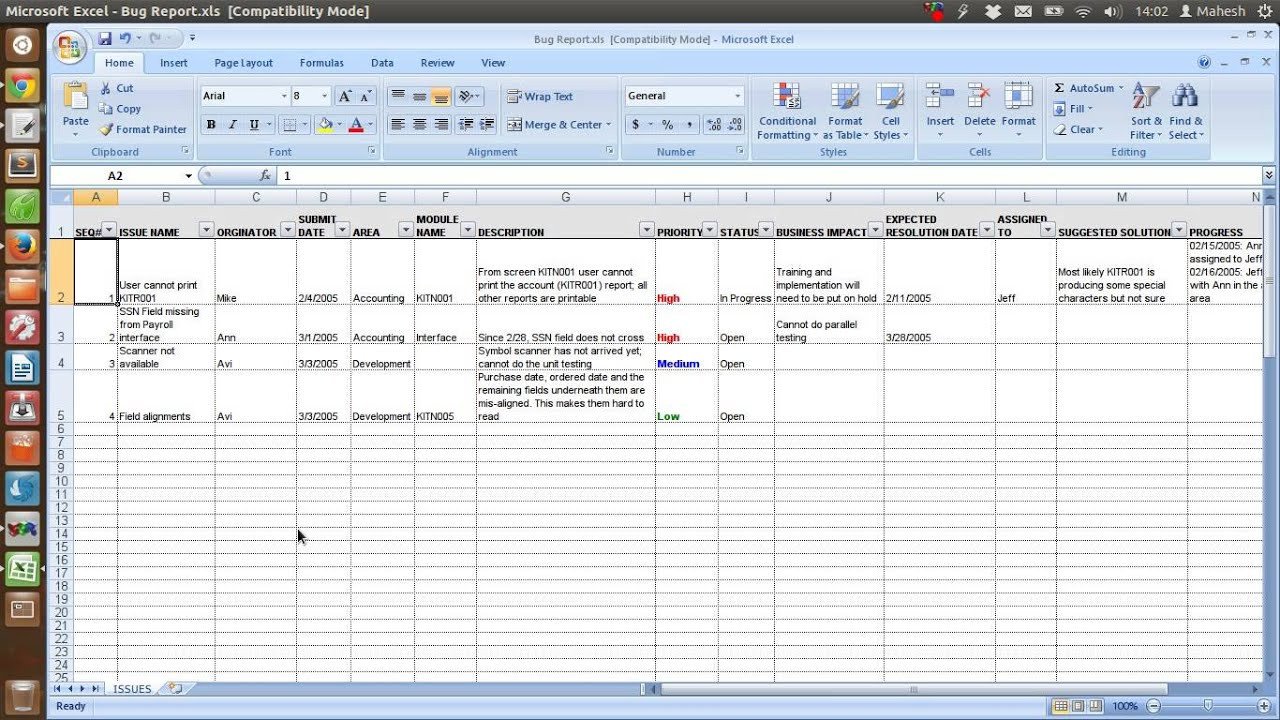Issue Tracking Template Excel Defect Tracking Template Xls