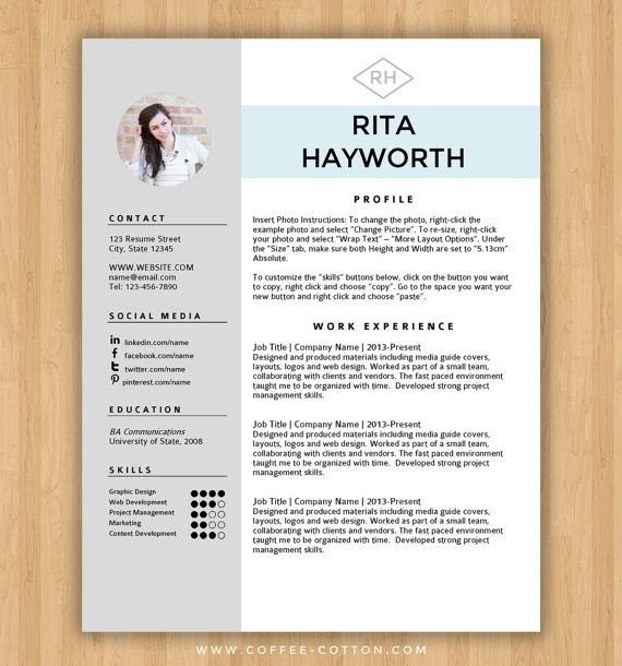 It Resume Template Word Instant Download Resume Template &amp; Cover Letter Editable