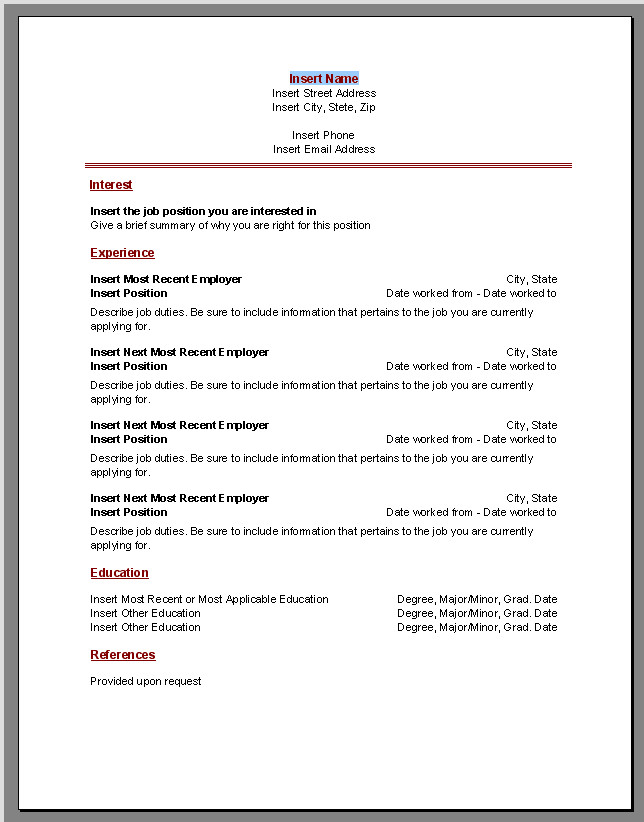 It Resume Template Word Resume Word Templates at the Eform Word Templates Shoppe