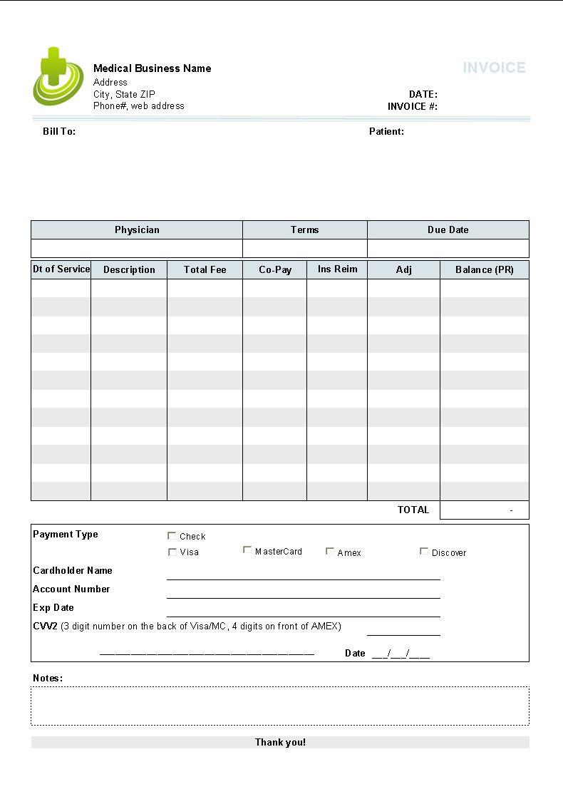 Itemized Fee Worksheet Excel Medical Invoice Template Invoice Manager for Excel
