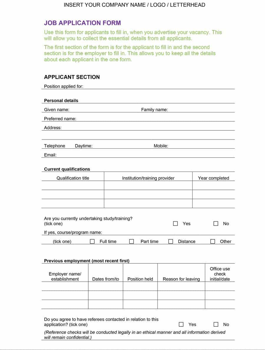 Job Application form Template 50 Free Employment Job Application form Templates
