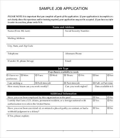Job Application form Template Job Application form Template 8 Free Pdf Documents