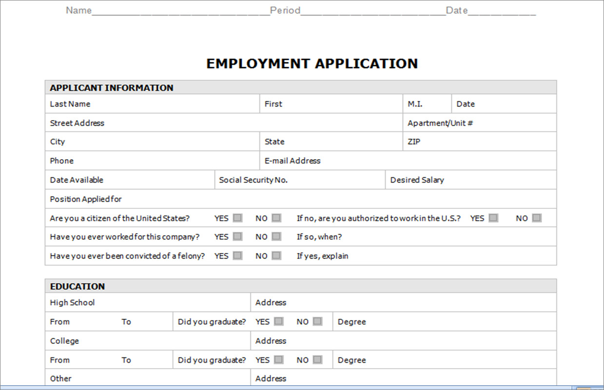 Job Application Template Microsoft Word Resource Groups Career Preparation I High School