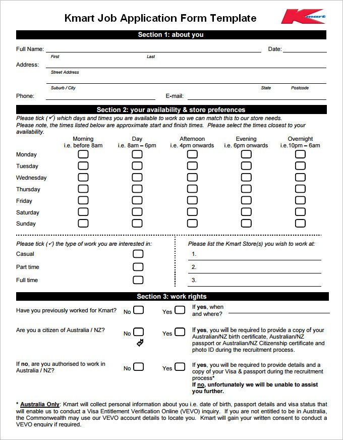 Job Application Template Word Document Job Application Template – 10 Free Word Pdf Documents