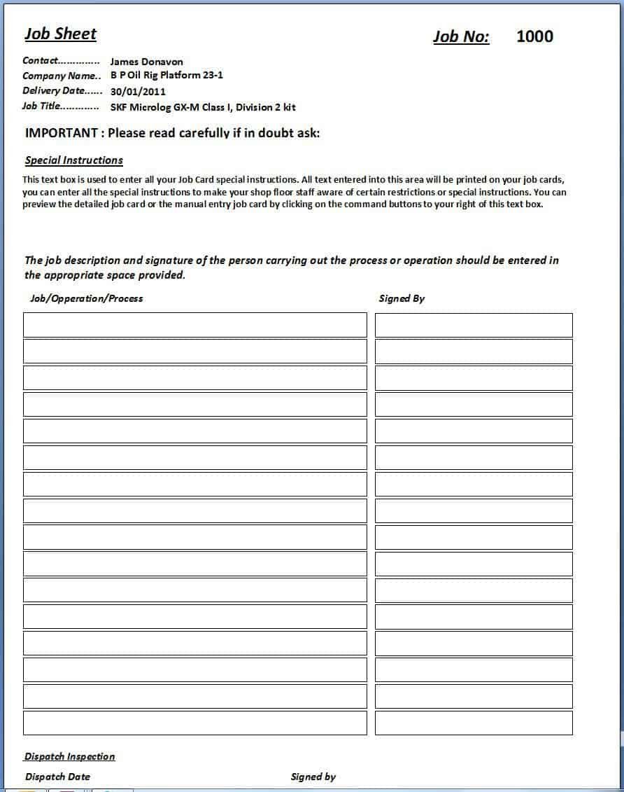 Job Cost Sheet Template Excel 4 Free Job Sheet Templates Word Excel Pdf formats