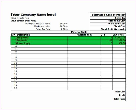 Job Cost Sheet Template Excel 6 Excel Job Costing Template Exceltemplates Exceltemplates
