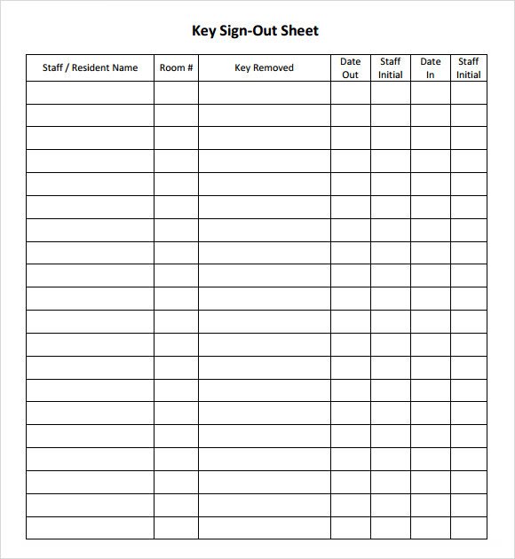 Key Sign Out Sheet 13 Sign Out Sheet Templates Pdf Word Excel