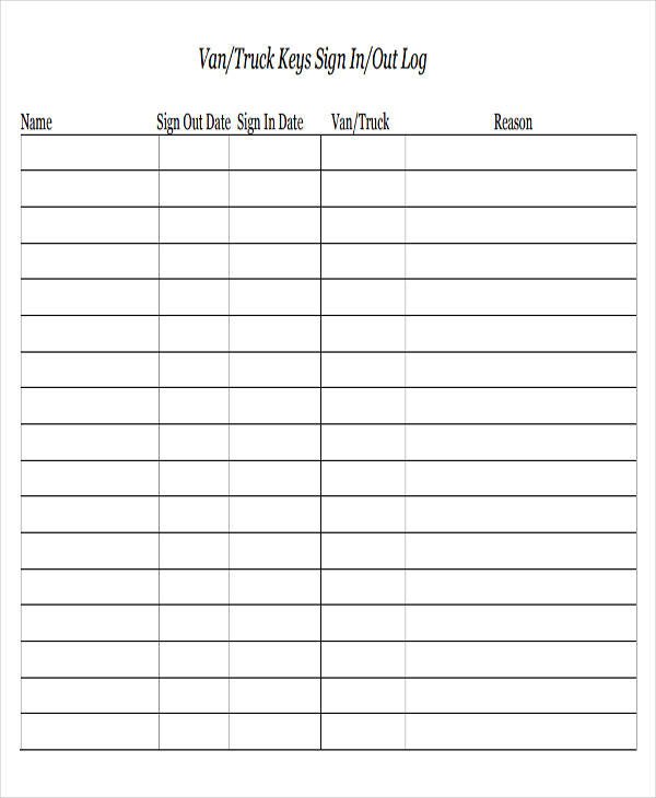 Key Sign Out Sheet 9 Sample Key Log Templates Pdf Word Excel