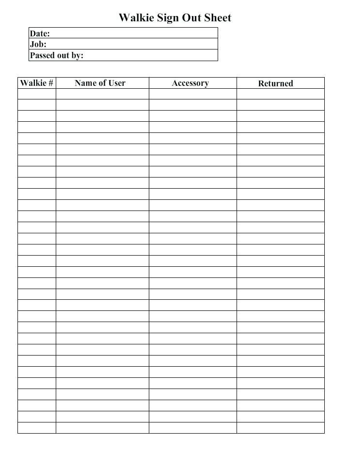 Key Sign Out Sheet Key Sign Out Sheet