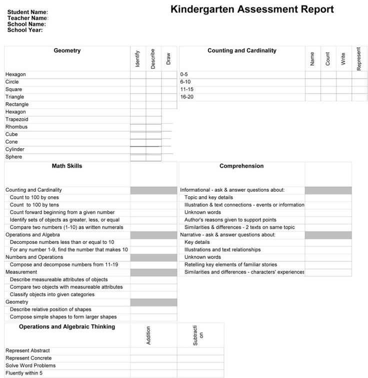 Kindergarten Report Card Template 1000 Ideas About Kindergarten Report Cards On Pinterest
