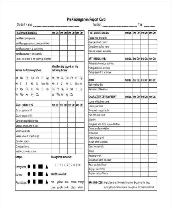 Kindergarten Report Card Template 11 Report Card Templates Word Docs Pdf Pages