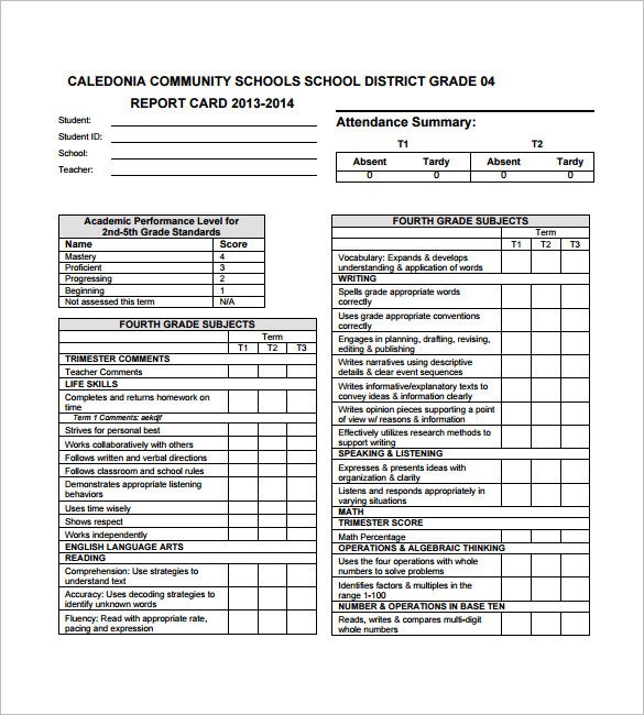 Kindergarten Report Card Template 27 Progress Report Card Templates Google Doc Pdf Psd