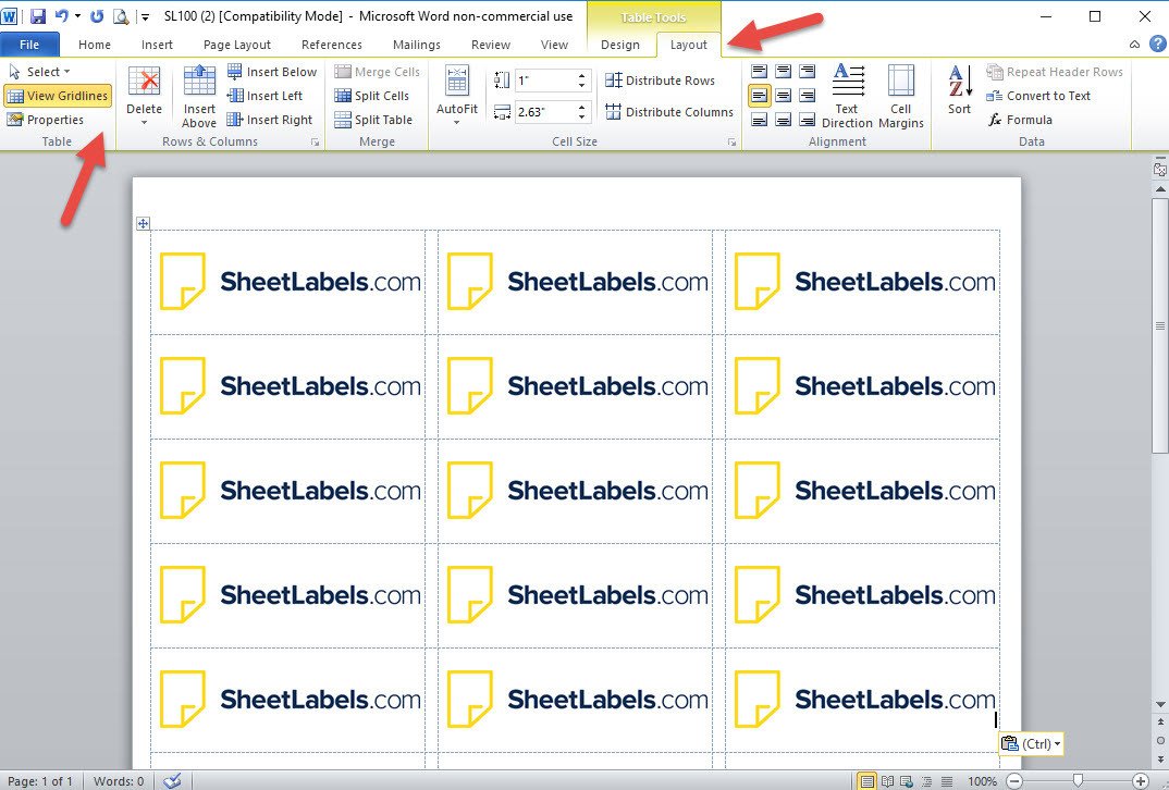 Label Template In Word How to Turn the Label Template Gridlines In Ms Word