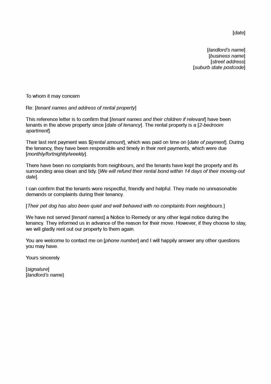 Landlord Reference Letter Sample 40 Landlord Reference Letters & form Samples Template Lab
