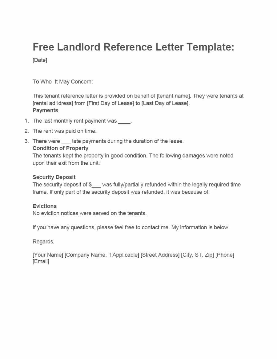 Landlord Reference Letter Sample 40 Landlord Reference Letters &amp; form Samples Template Lab