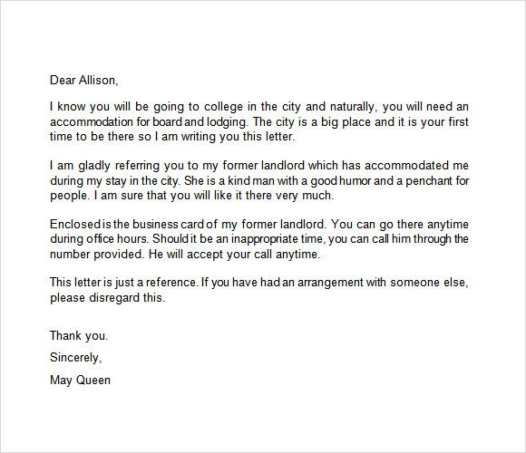 Landlord Reference Letter Sample Landlord Reference Letter Template 8 Download Free