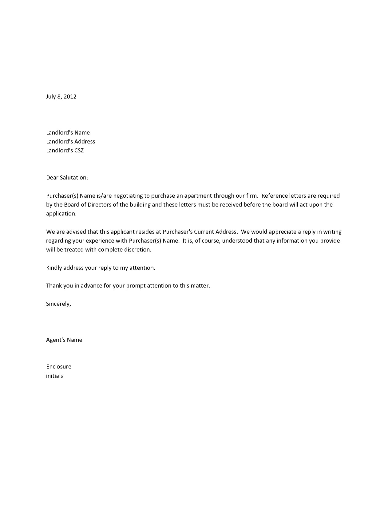 Landlord Reference Letter Sample Reference Letter for Landlord From Employer