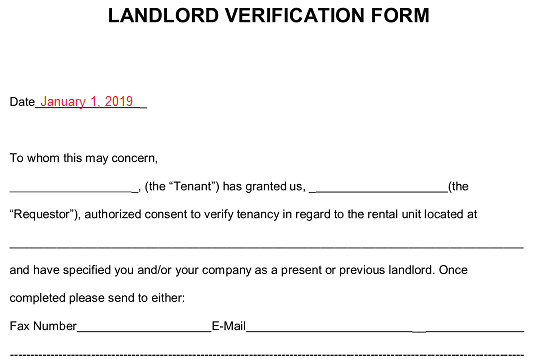 Landlord Verification form Template Free Rent Landlord Verification form Pdf