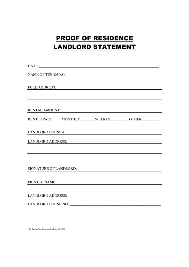 Landlord Verification form Template Proof Residency Letter From Landlord Free Download