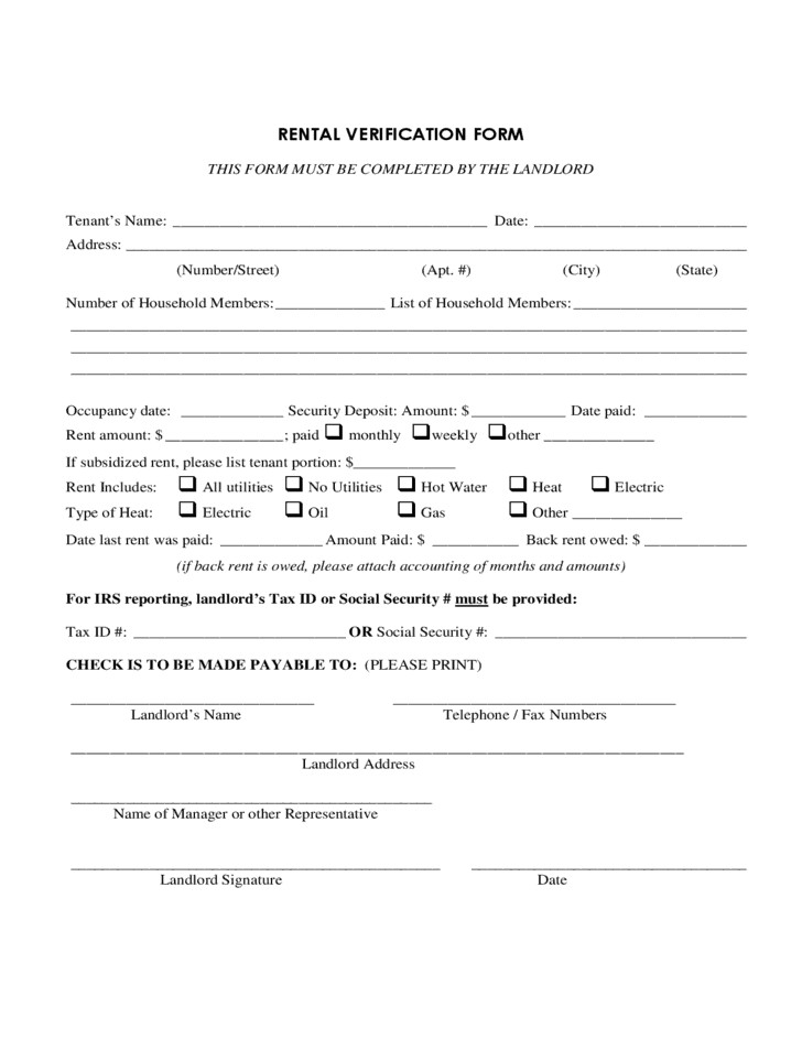 Landlord Verification form Template Rental Verification forms Find Word Templates