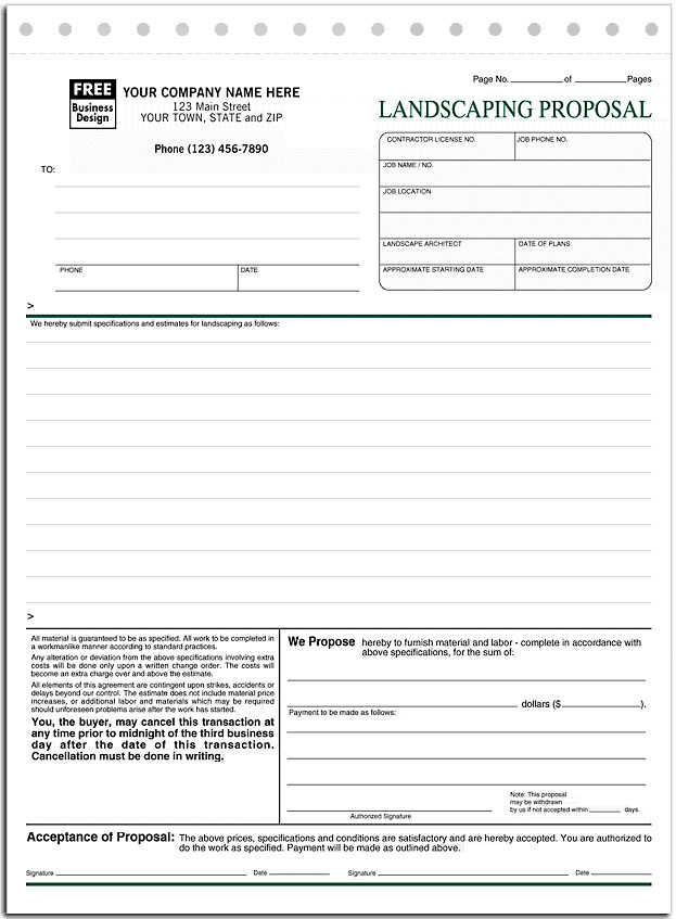 Landscaping Proposal Template Free Landscaping Proposal forms