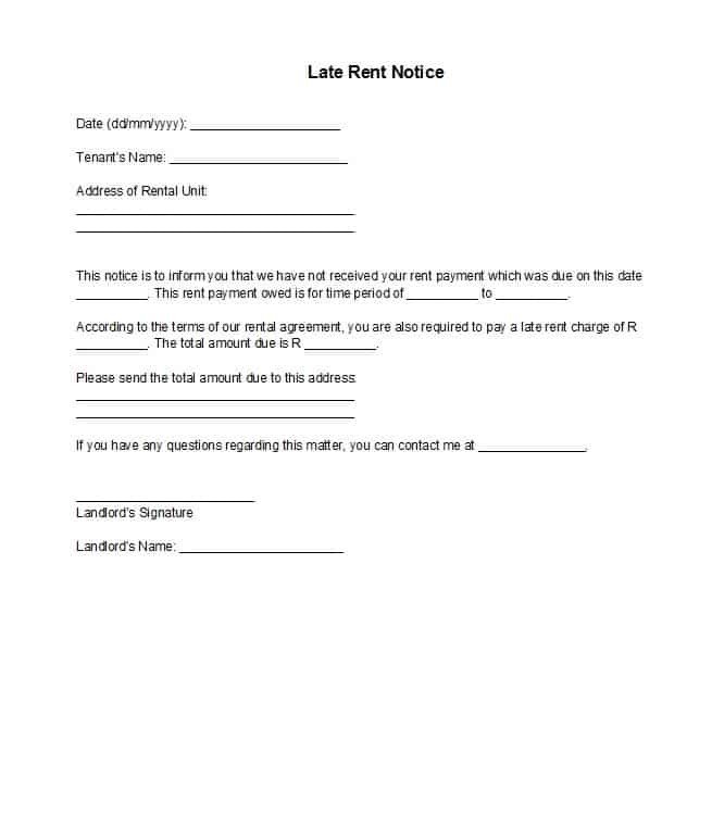 Late Rent Notice Template 34 Printable Late Rent Notice Templates Template Lab