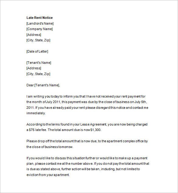 Late Rent Notice Template Notice Template 110 Free Word Pdf format Download